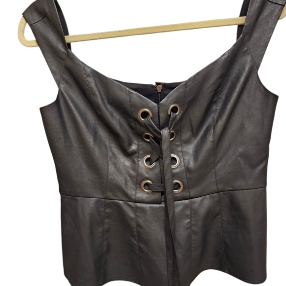 BCBGMaxAzria Black Faux Leather Corset Top - Picture 2 of 4